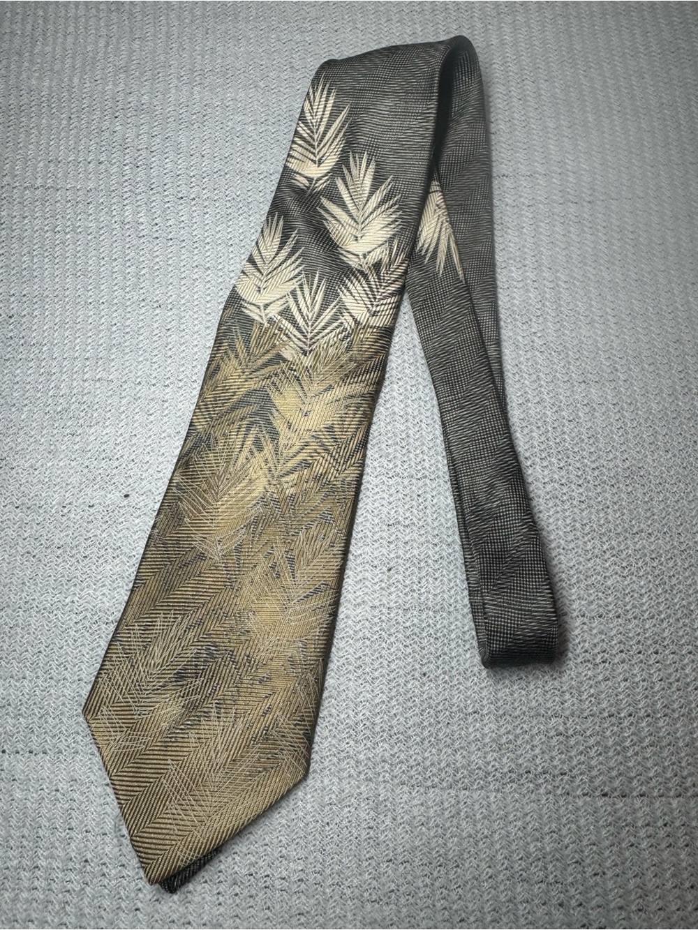 Men's Black and Gold Tropicals by Tango Botanical Pattern Tie
